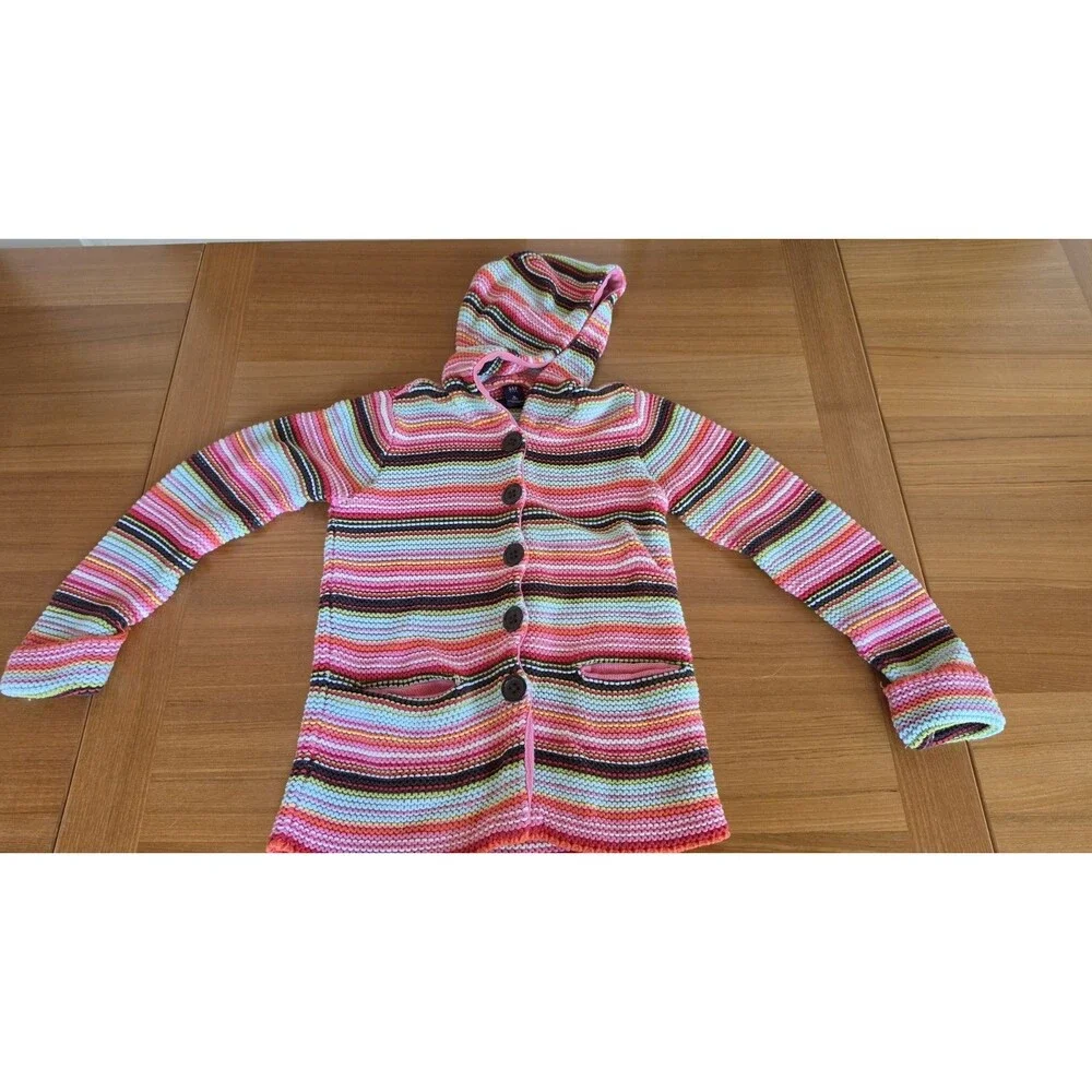 Gap Kids Button Down Hood Knit Sweater Girls Size XL (12) READ Description